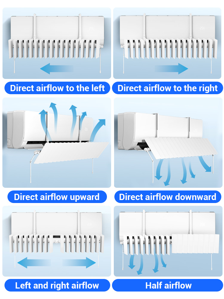 No Drill Adjustable Aircon Deflector Wind Shield Anti Direct Blow ...