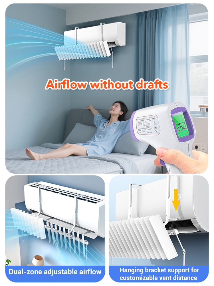 No Drill Adjustable Aircon Deflector Wind Shield Anti Direct Blow ...