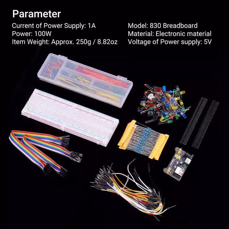 830 Breadboard Set Electronic Component Basic Starter Kit with ...