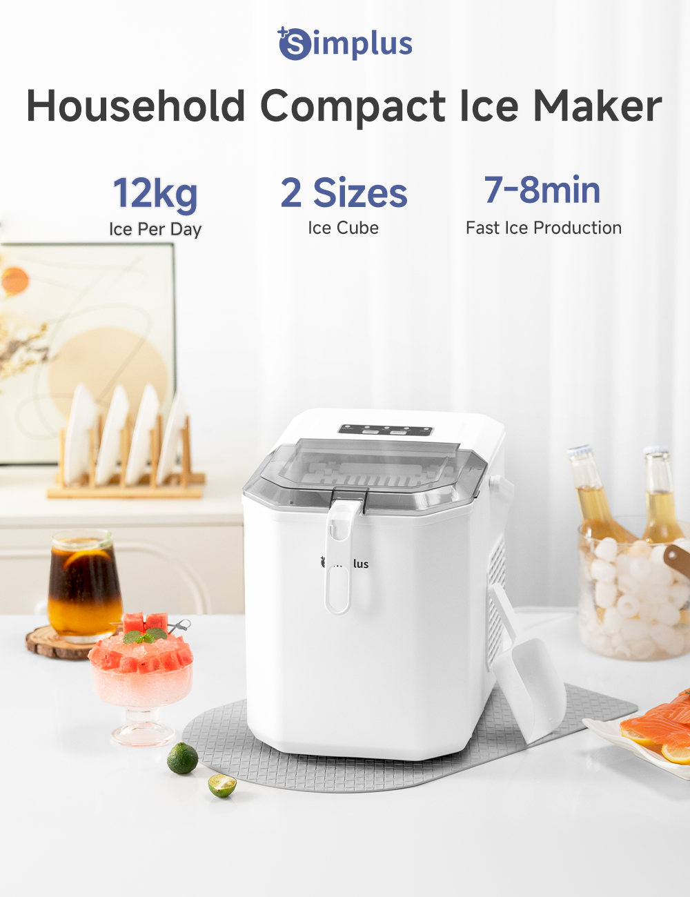 Simplus Automatic Ice Maker Machine Ice Cube Maker Mini Portable ...