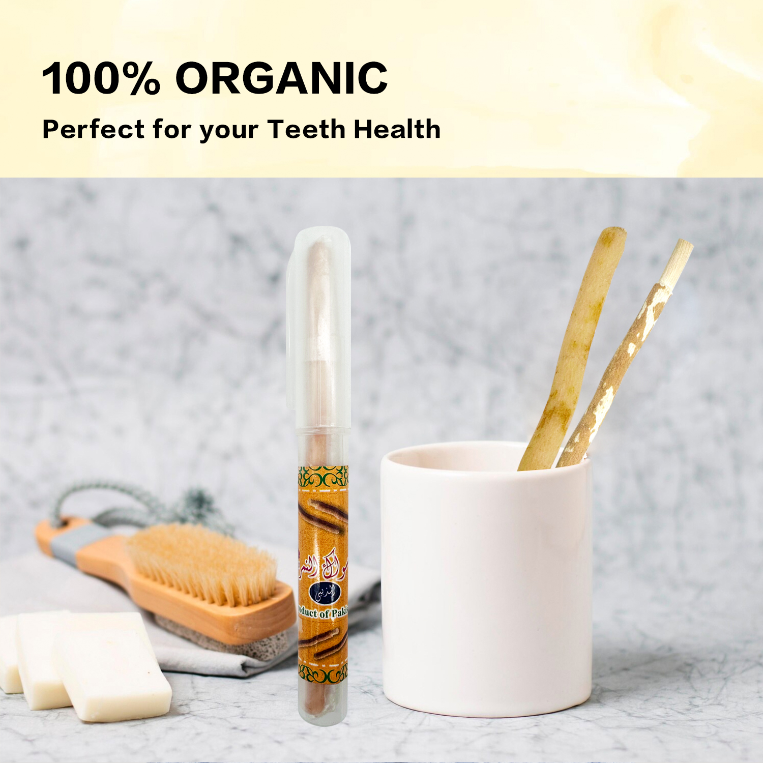 Natural Miswak Toothbrush with Holder- Vacuum Sealed Natural Flavor ...