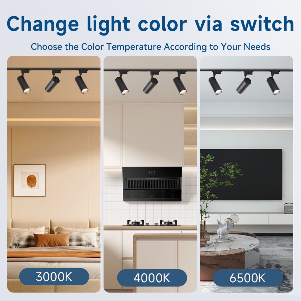 Tri color Track Light Set Track Lamp Led Ceiling Light Spotlight 3/4 ...