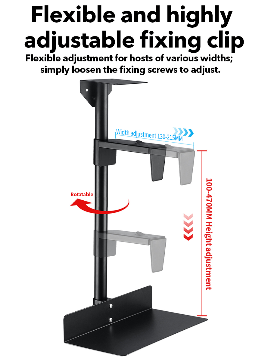 360° Rotatable CPU Hanging Stand Under Desk Adjustable Computer Holder ...