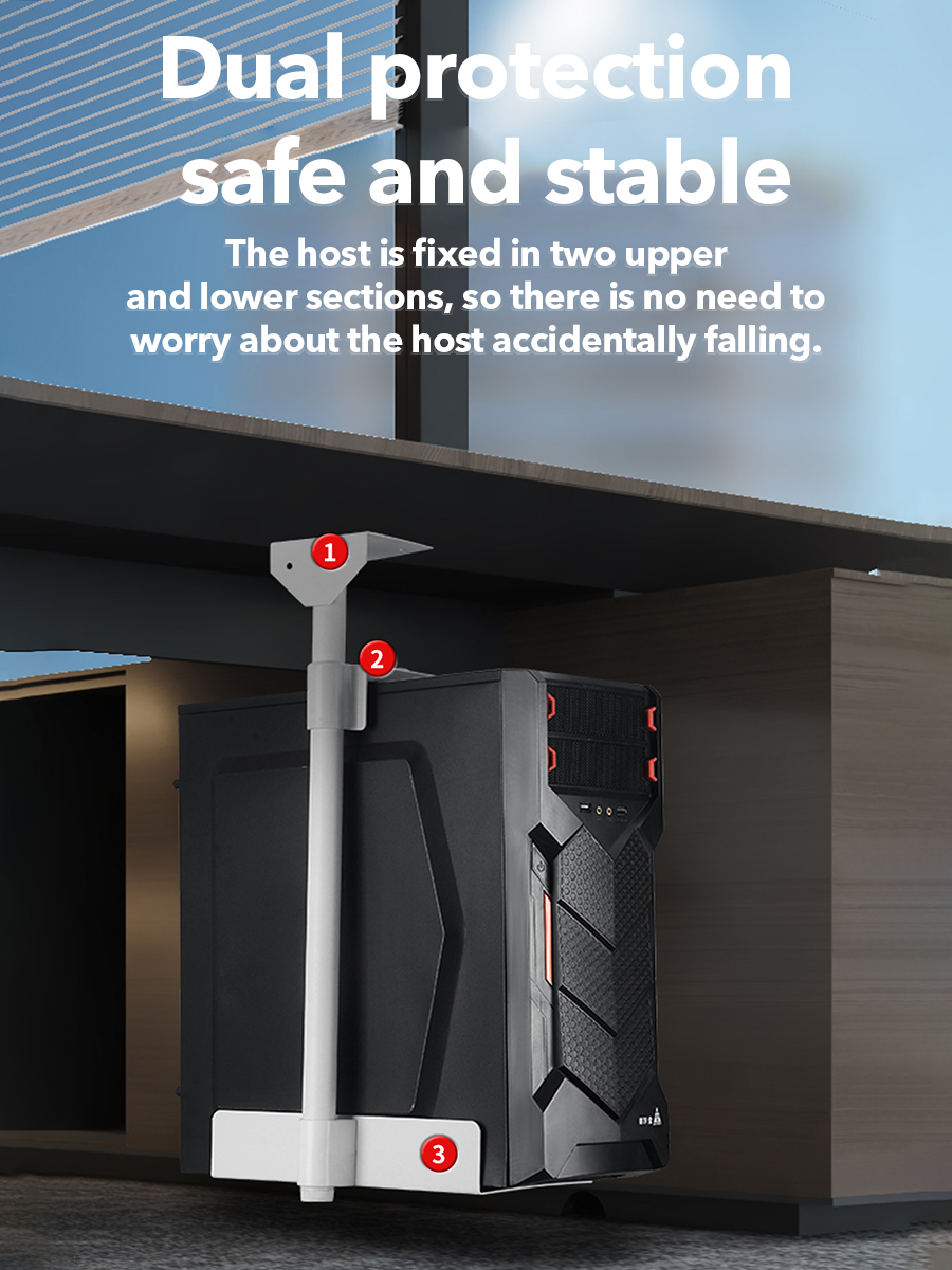 360° Rotatable CPU Hanging Stand Under Desk Adjustable Computer Holder ...