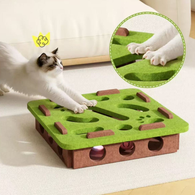 Felt Splicing Box Contains Cat Bell Balls Cat Puzzle Maze Toys Pet Self ...