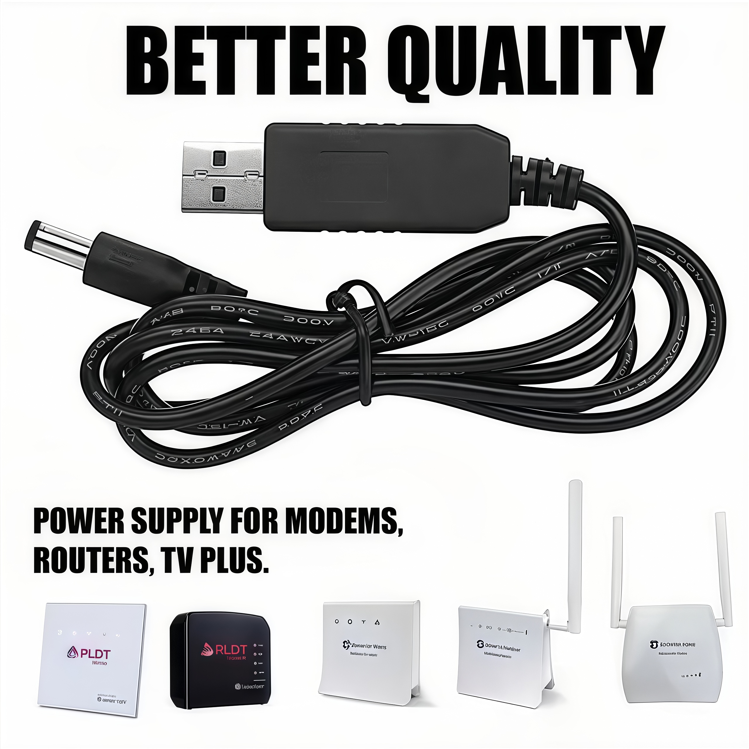 USB to DC 5.5mm x 2.1mm Power Cord 1m | Multi-Device Charging Converter ...
