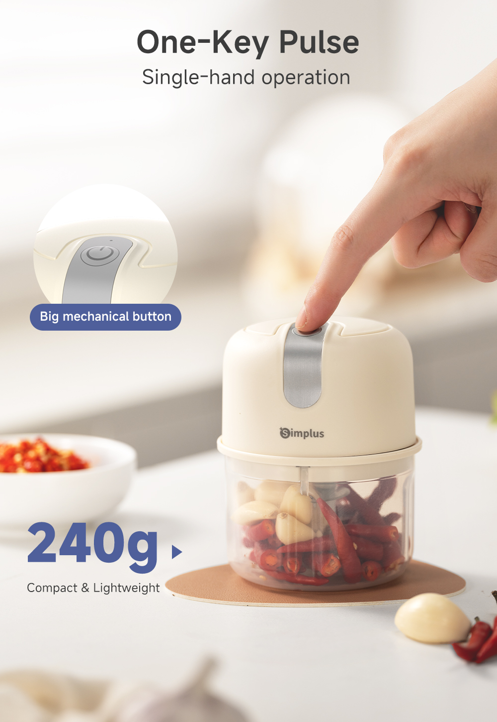 Simplus Portable Mini Meat Grinder Food-Grade Multi-Functional Food ...