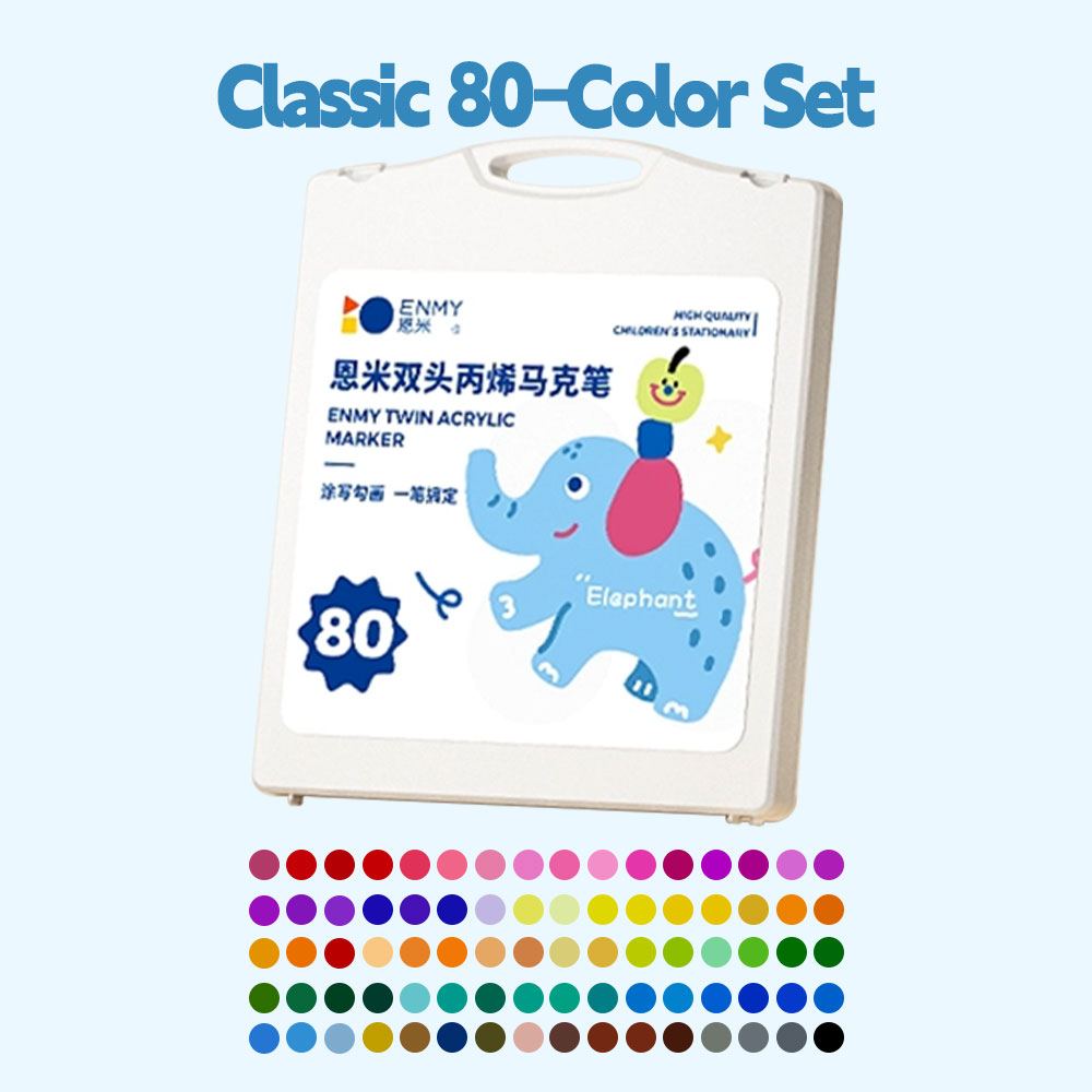 ENMY Dual Tip Acrylic Marker Pen 80/60/48/36/24/12 Colors Set Soft and ...