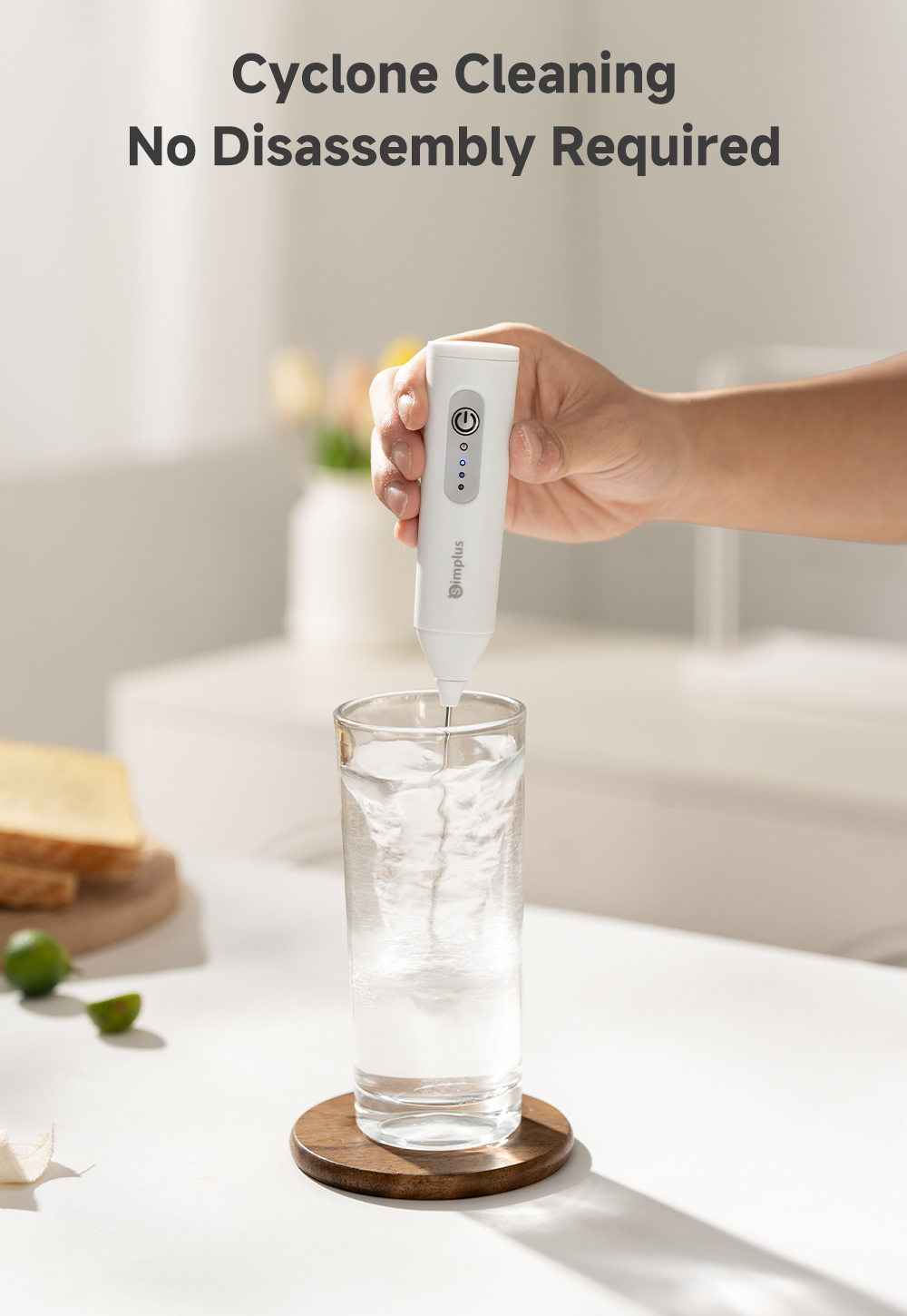 Simplus Electric Milk Frother & Egg Whisk Wireless Handheld for Coffee ...