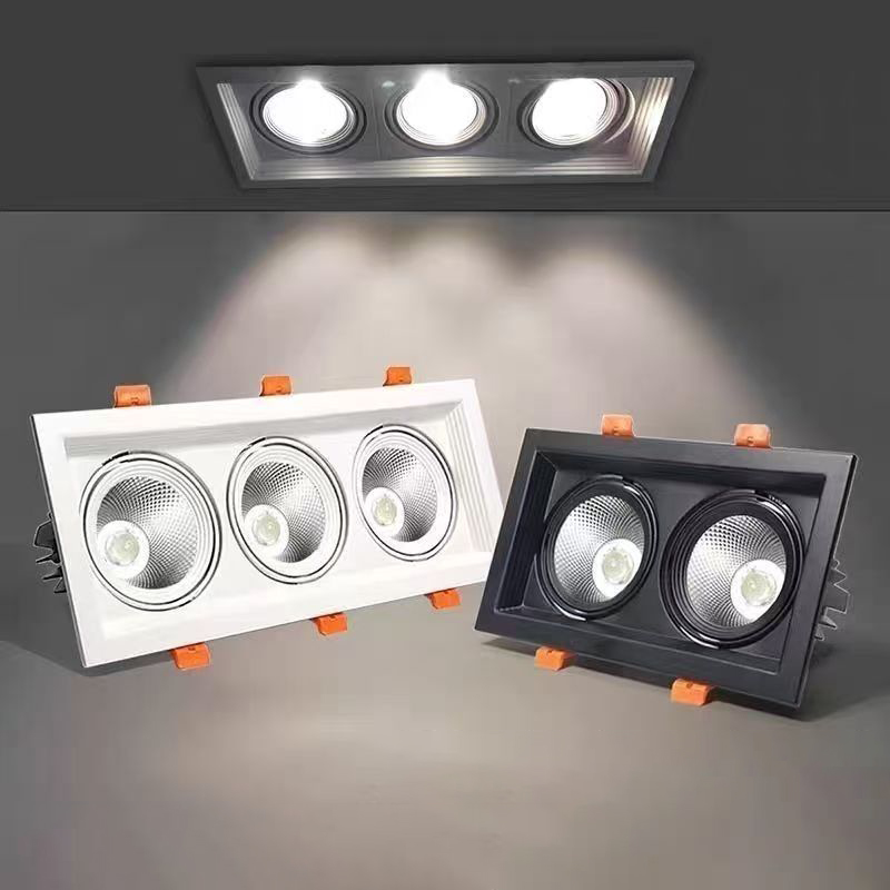 Rectangular LED Spotlight Three-Head Cob Ceiling Light Commercial ...