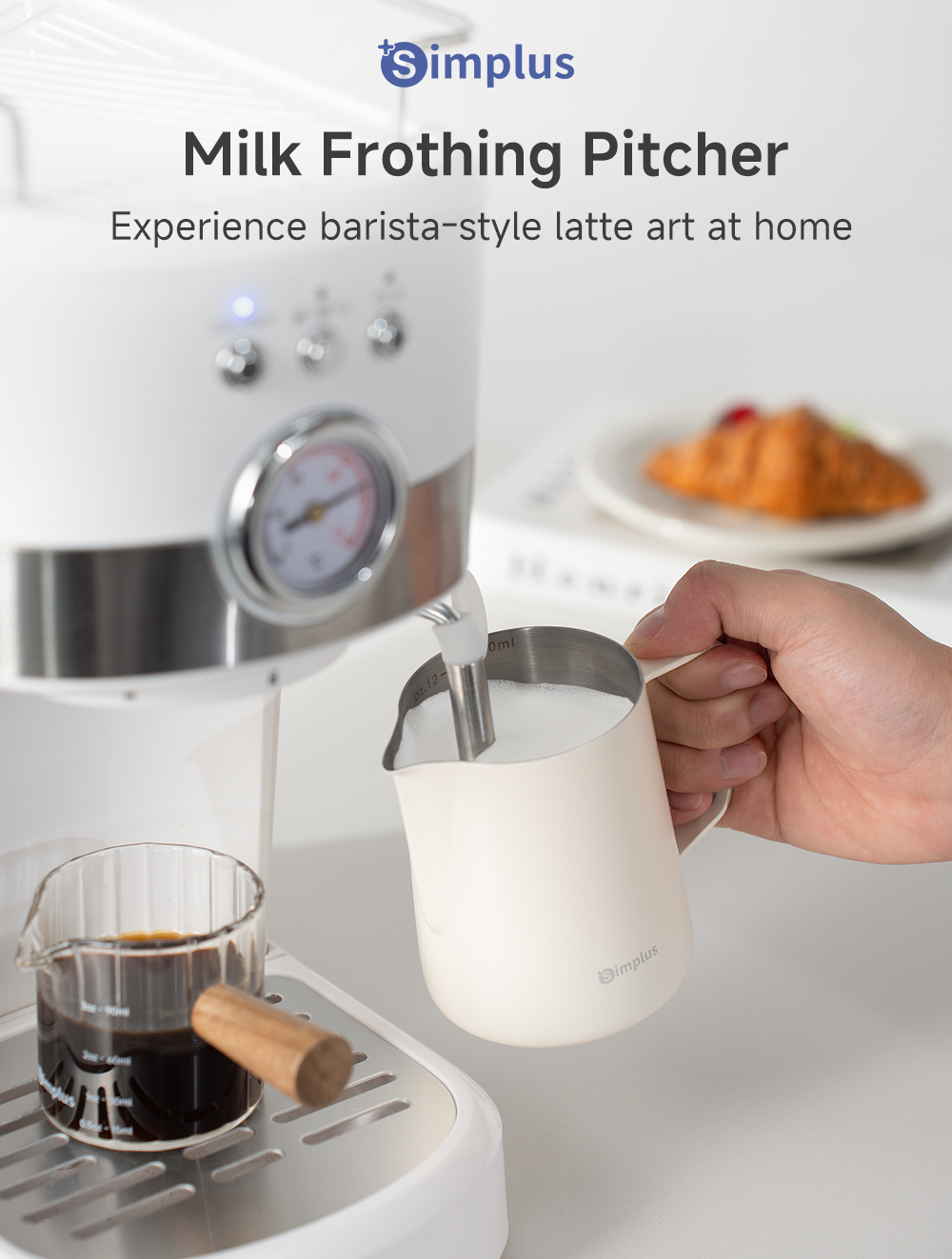 Simplus Milk Frothing Pitcher Coffee Pitcher 350ml Capacity 304 ...