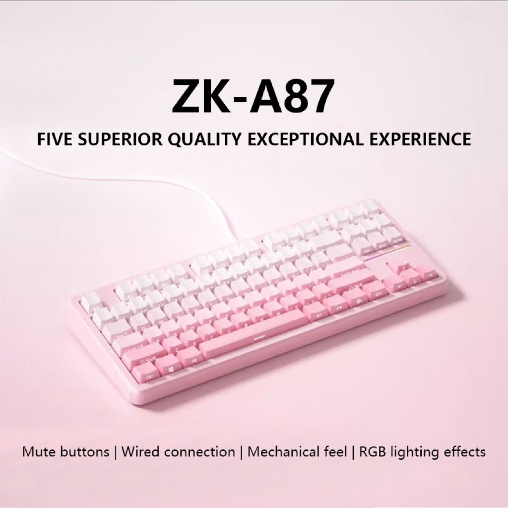 RAIKU A-87 Mechanical Feel Keyboard - RGB Backlight, Silent Typing ...