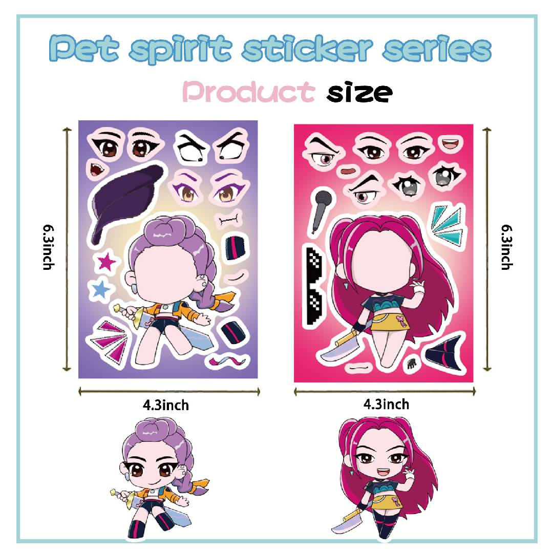 8 KPOP Demon Hunters DIY face Sticker Huntrix Saja Boys Puzzle stickers ...