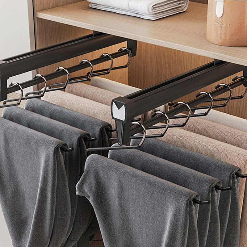 (Viva)Pull Out Pants Hanger Rack Sliding Wardrobe Organizer Clothes ...