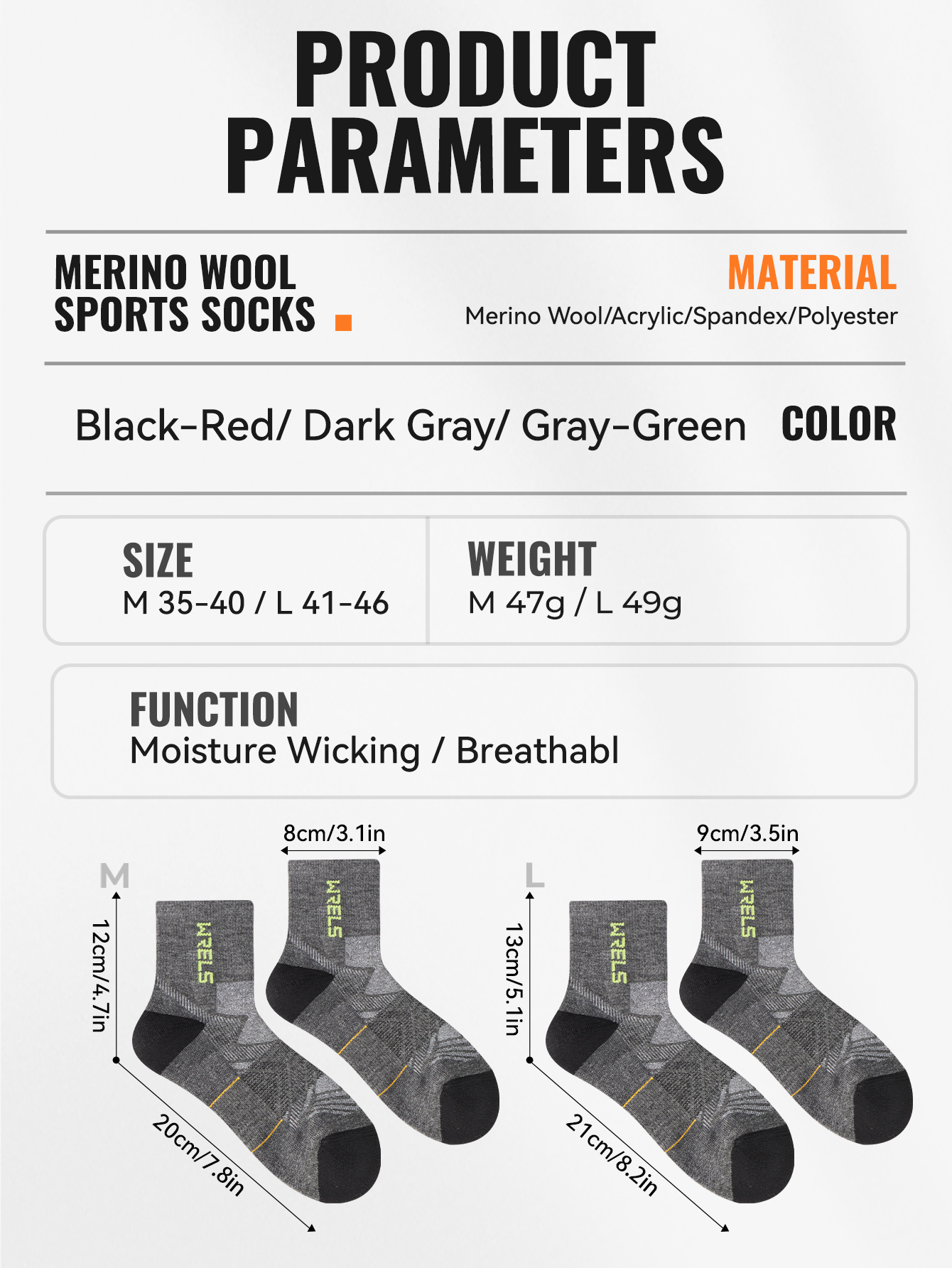 WRELS Merino Wool Socks Are Professional Outdoor Sports Sweat-Wicking ...