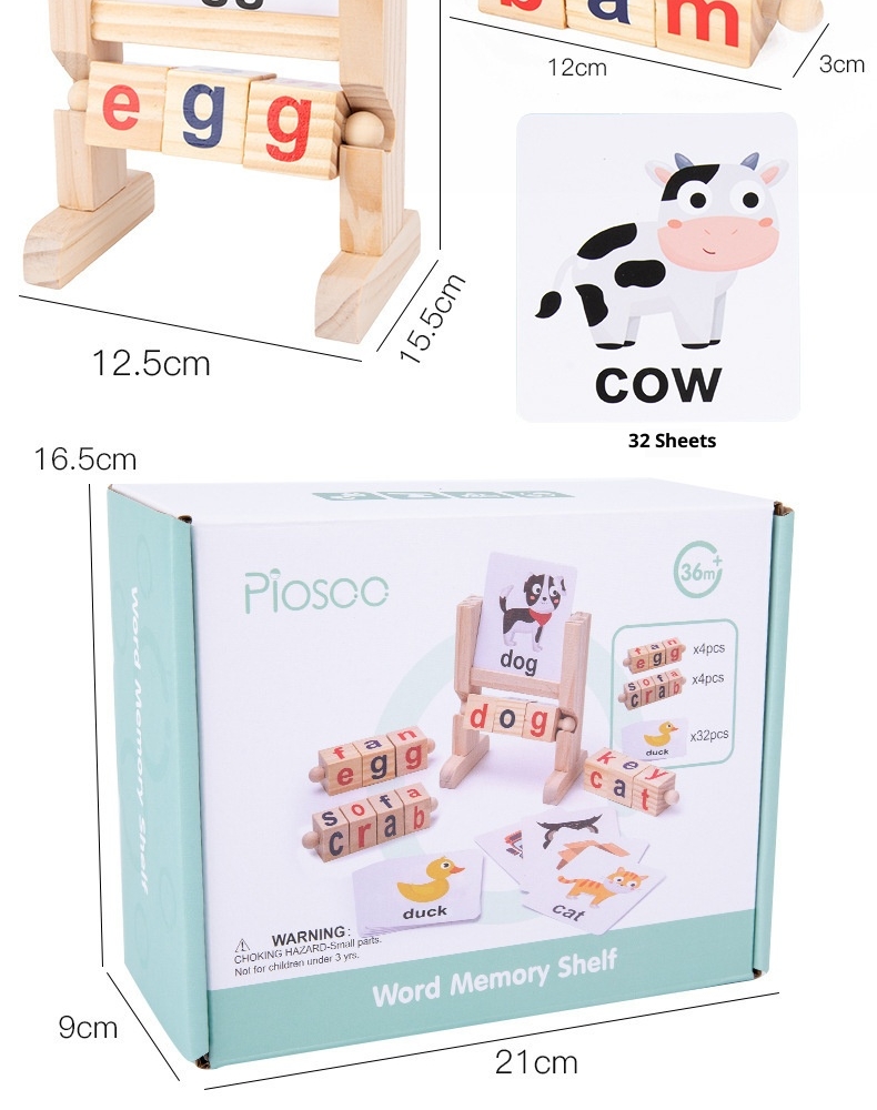 Treeyear Wooden Reading Blocks Short Vowel Rods Spelling Games Sight ...