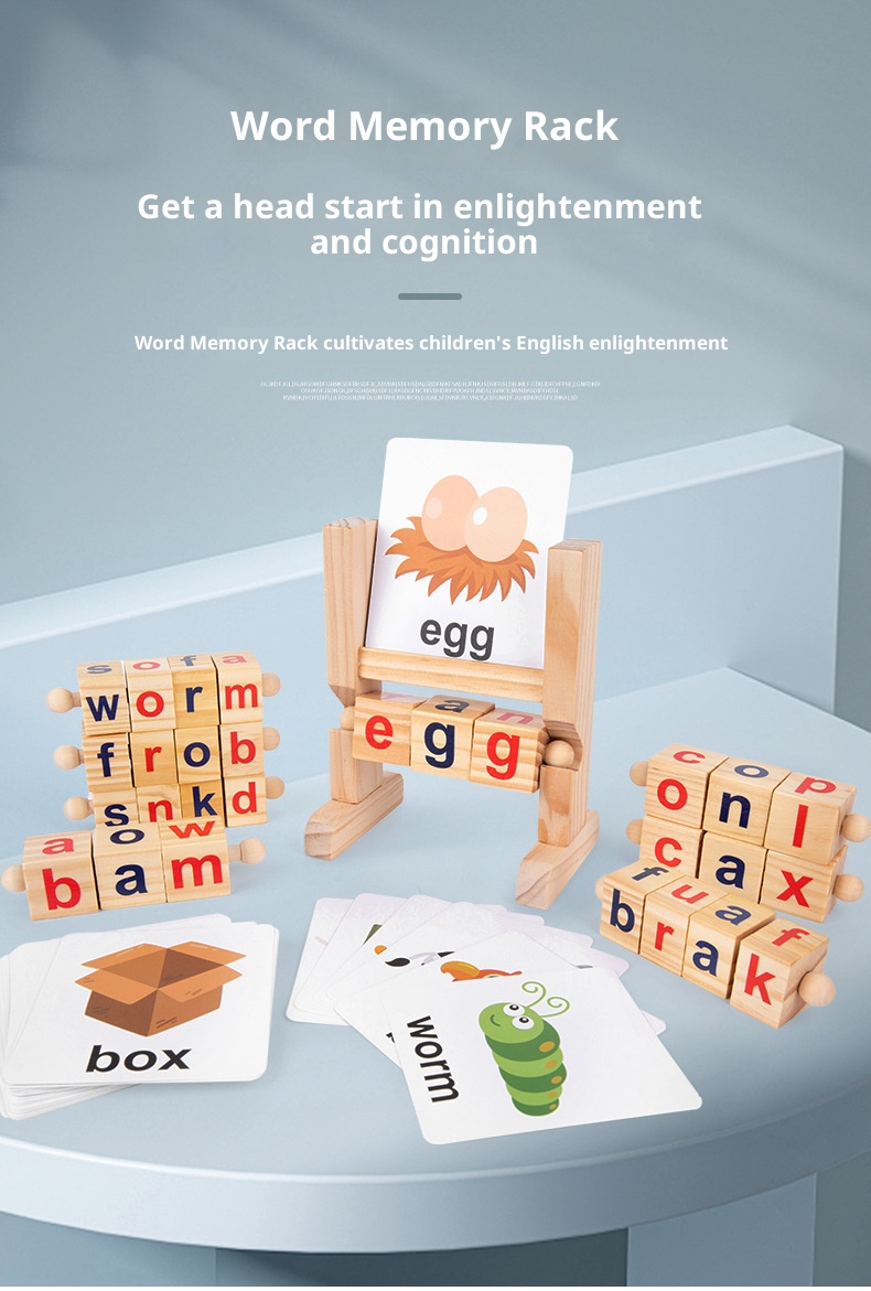 Treeyear Wooden Reading Blocks Short Vowel Rods Spelling Games Sight ...