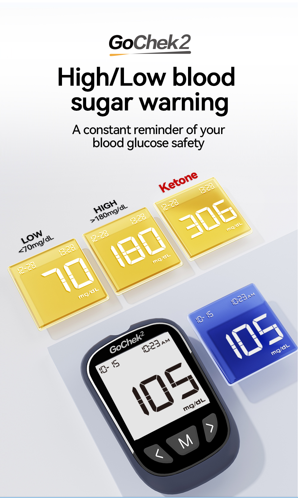 Microtech Gochek2 Blood Glucose Meter Blood Sugar Monitor with 10/60 ...