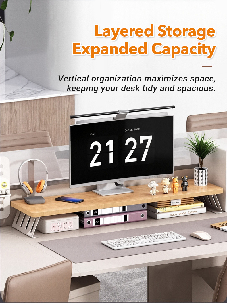 60/80cm Wooden Computer Monitor Stand Desk Organizer Shelf Display ...