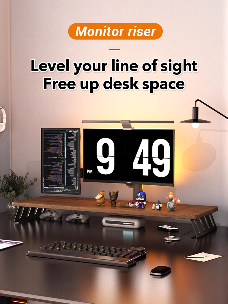 60/80cm Wooden Computer Monitor Stand Desk Organizer Shelf Display ...