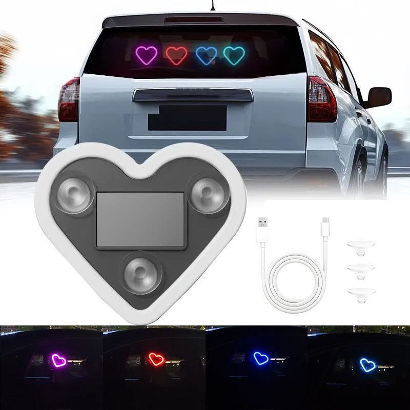 Automotive solar energy LED triangular window love light wireless neon ...
