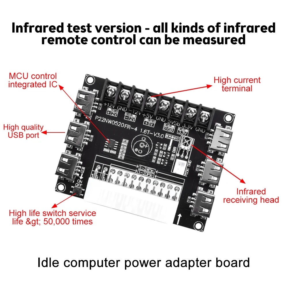 24 Pins ATX Power Supply Breakout Board and Acrylic Case Kit Module ...