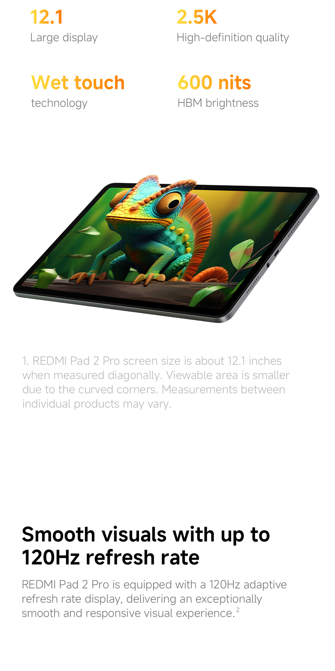 Tablette XIAOMI Redmi Pad 2 Pro – Écran 12.1" 2.5K 120Hz, 8GB/256GB, Batterie 12000mAh, Snapdragon 7s Gen 4