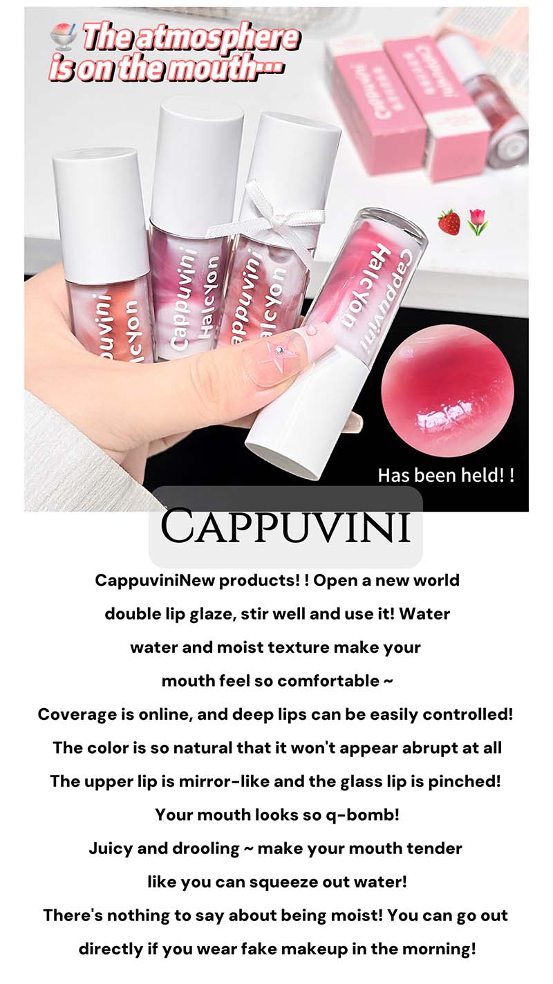 CAPPUVINI Crystal clear two-color lip glaze is waterproof and sweat ...