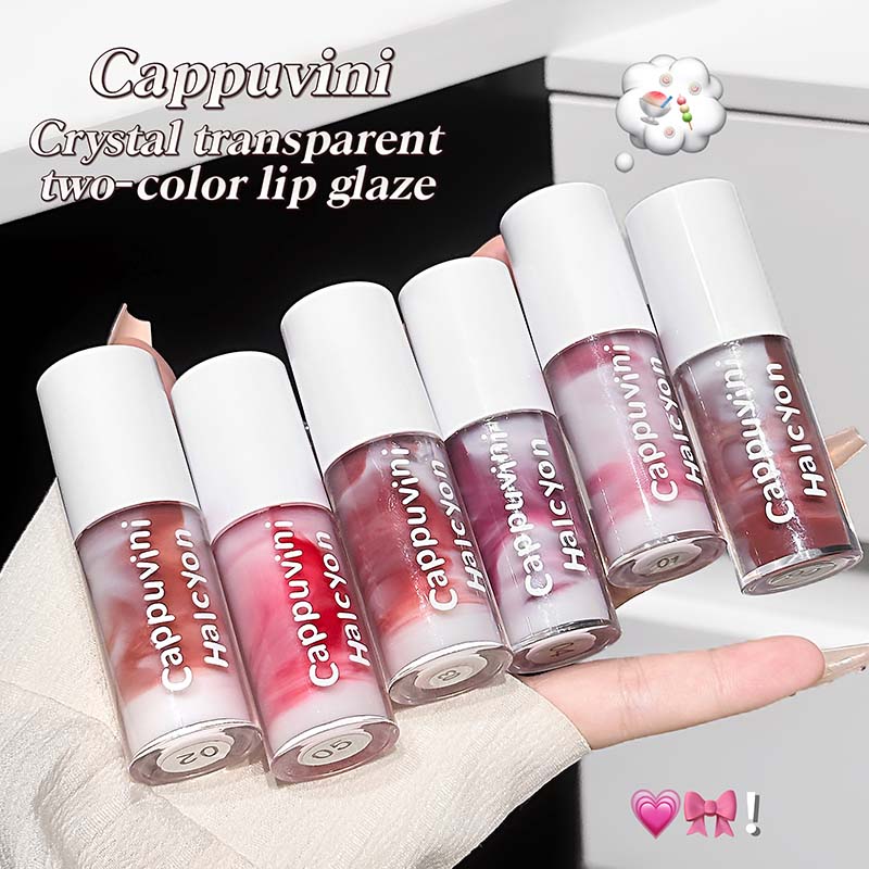 CAPPUVINI Crystal clear two-color lip glaze is waterproof and sweat ...