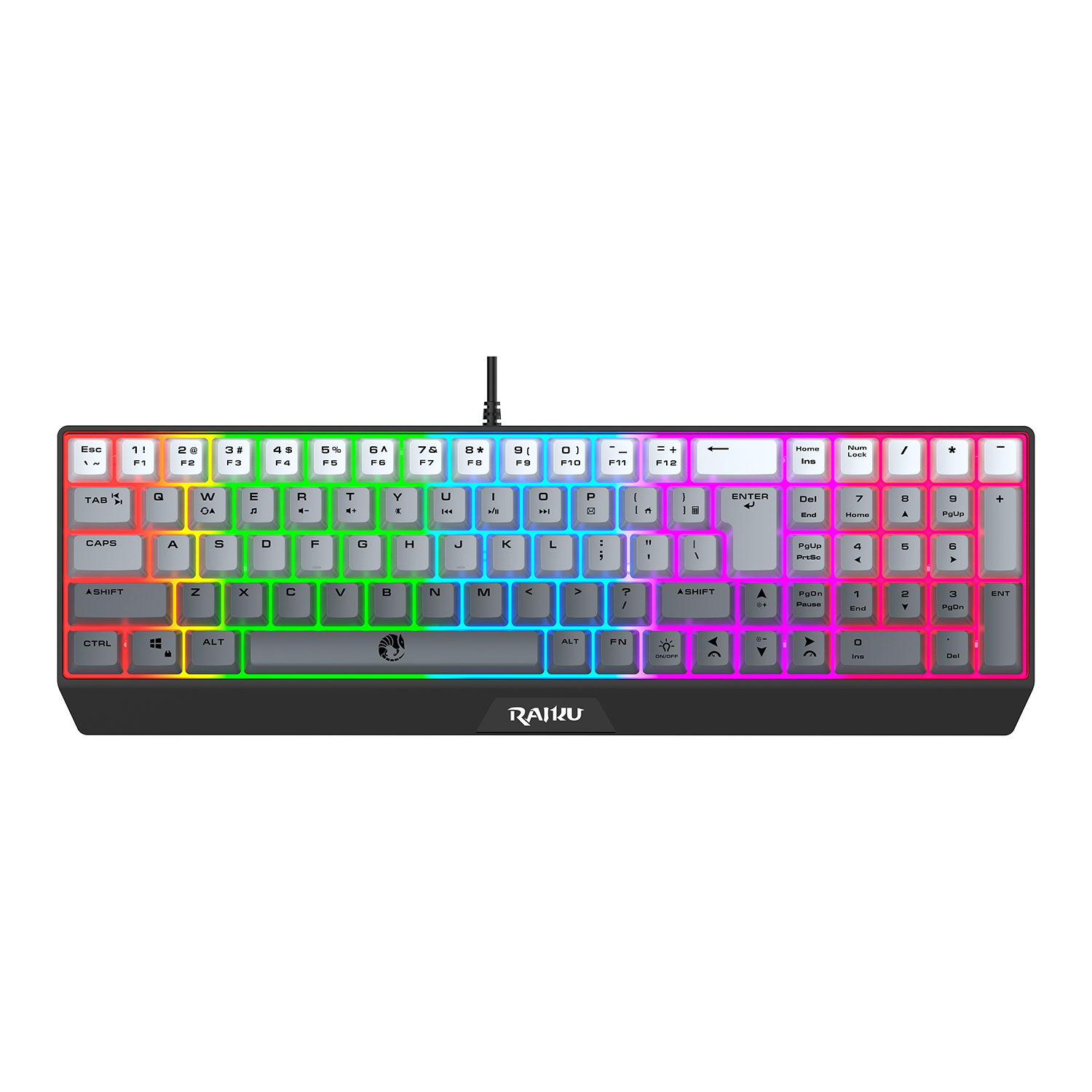 Raiku 85-Key Gradient Gaming Keyboard : Rainbow Backlight + Ergonomic ...