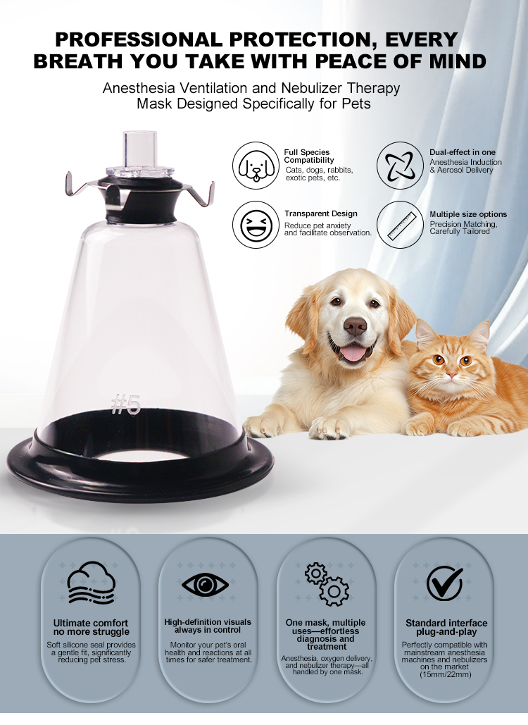 Canack Veterinary Anesthesia Mask Oxygen Mask Animal Face Masks With PP ...