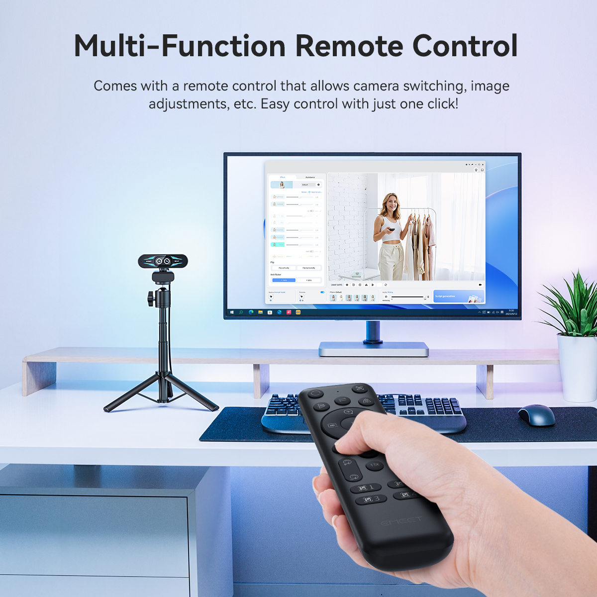 EMEET C60E 4K Dual Webcam Ultra HD Auto-Focus 11x Zoom Remote Control ...