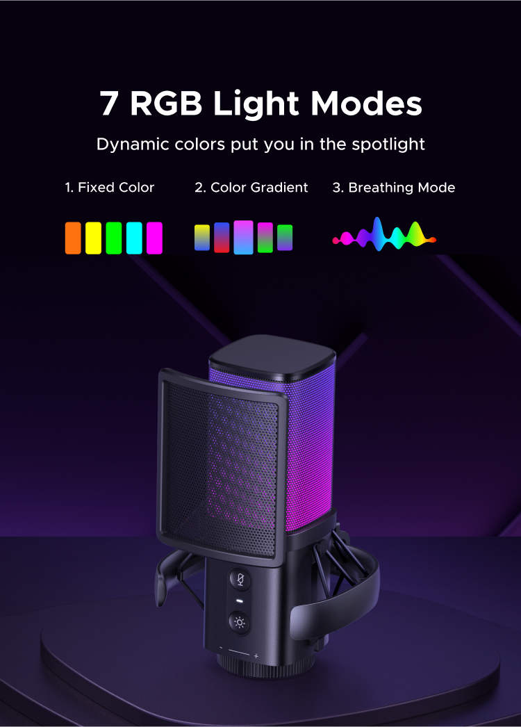UGREEN Professional RGB Microphone for Gaming 24bit/96kHz Studio ...