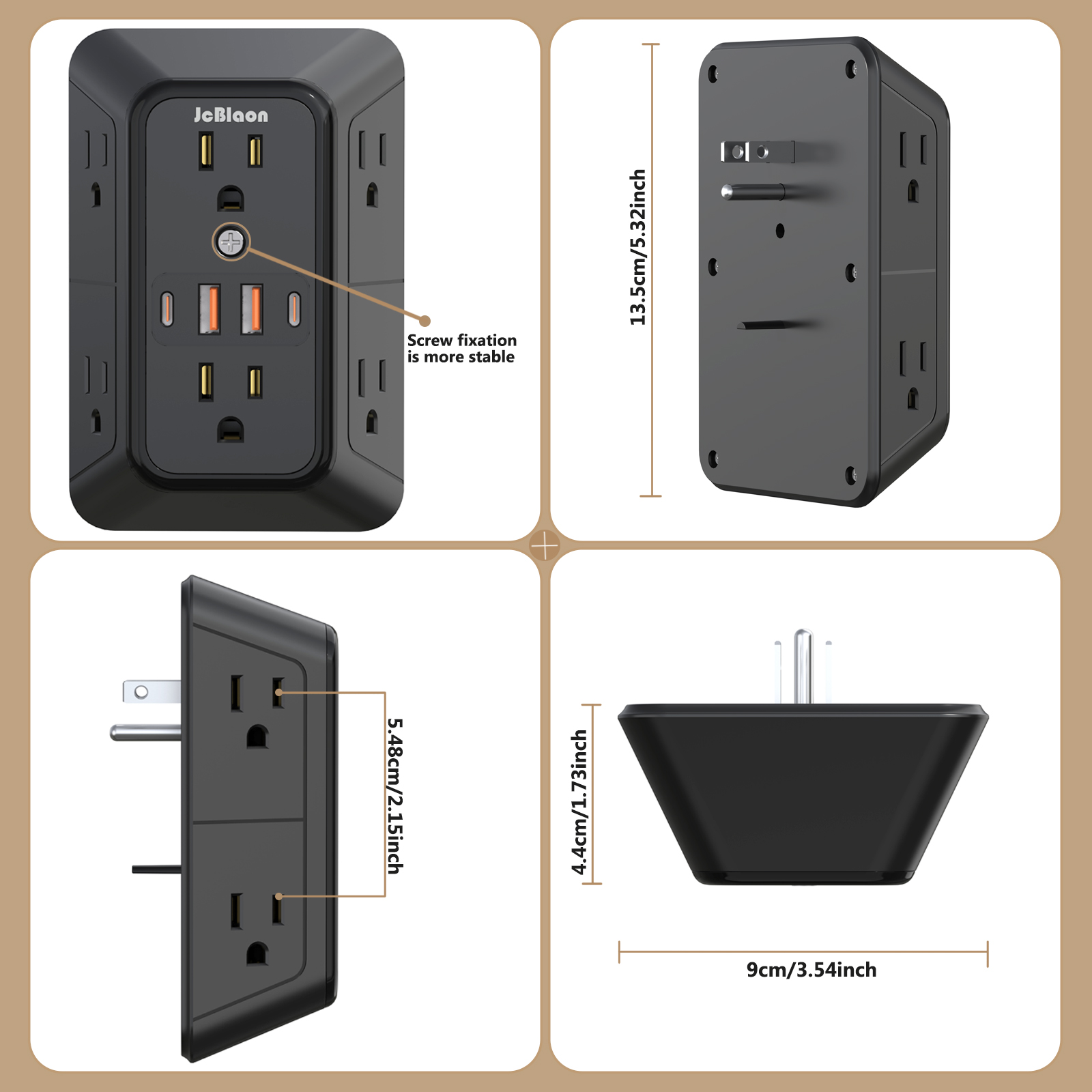 Outlet Extender Surge Protector 6 Outlets with 4 USB Ports Multi ...
