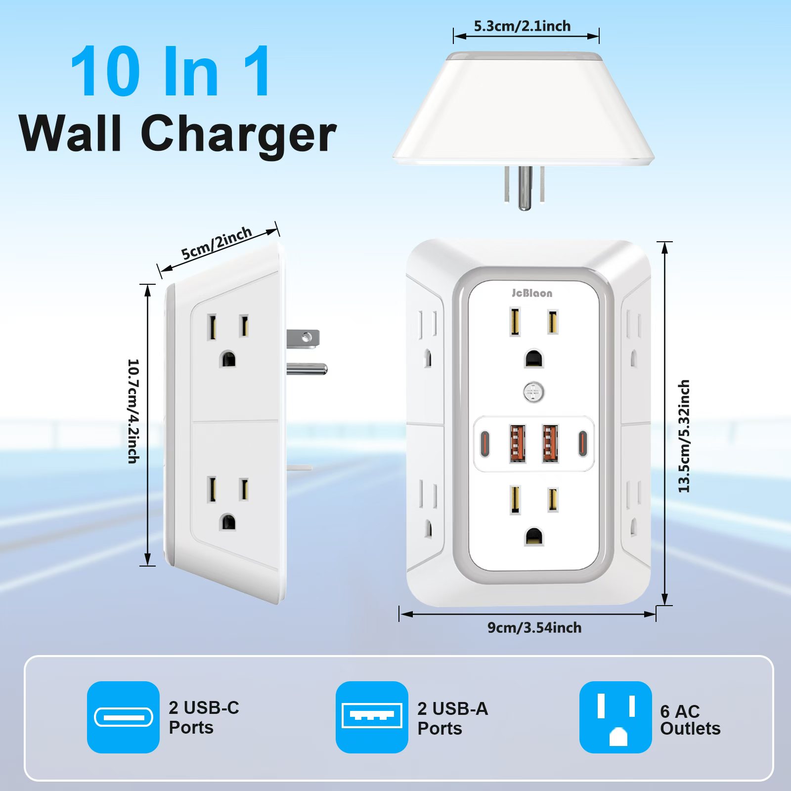 Outlet Extender Surge Protector 6 Outlets with 4 USB Ports Multi ...