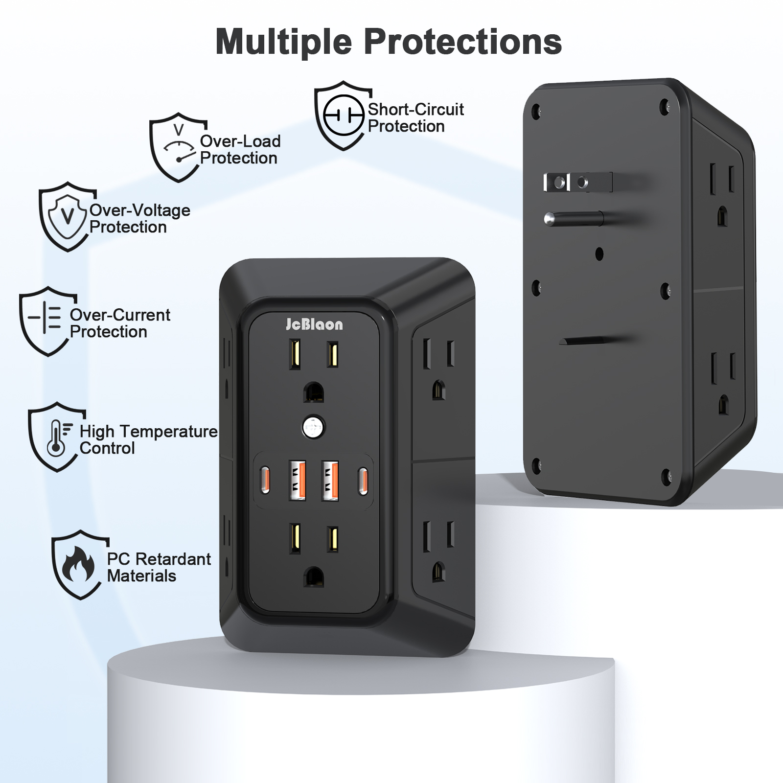 Outlet Extender Surge Protector 6 Outlets with 4 USB Ports Multi ...