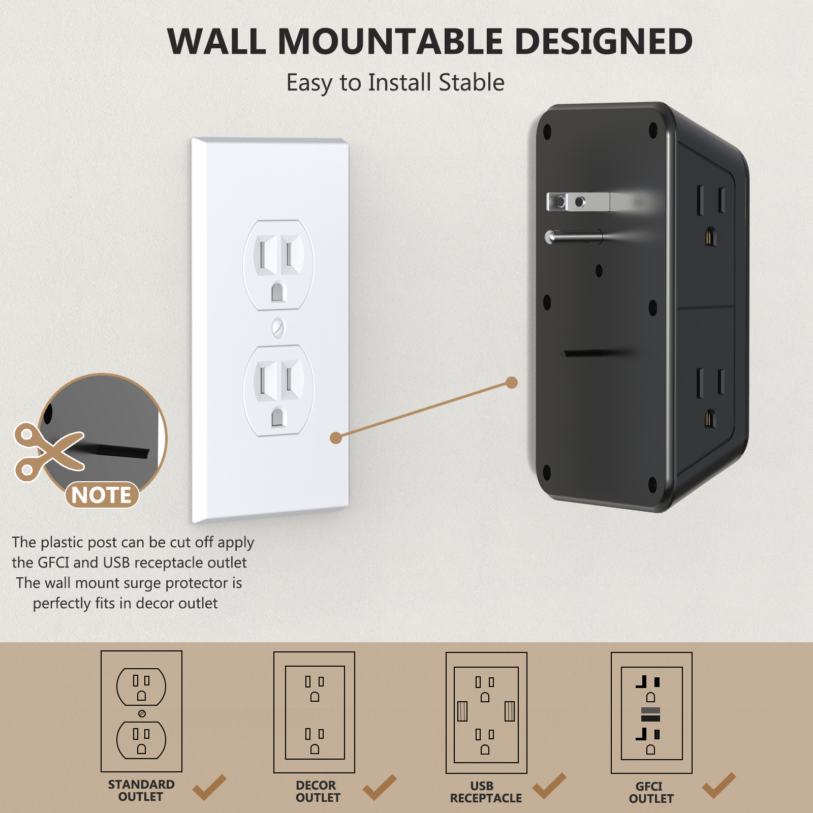 Outlet Extender Surge Protector 6 Outlets with 4 USB Ports Multi ...