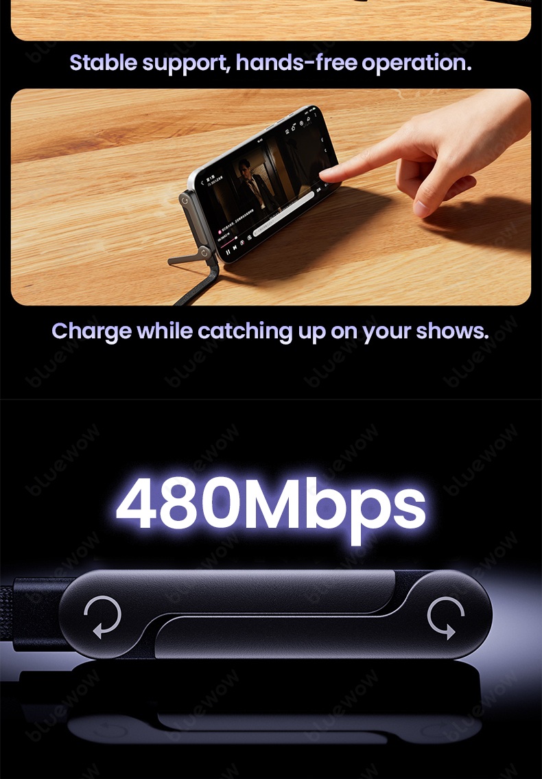 BlueWow 240W USB Type C Angled Stand Data Cable IP USB Type C to Type C ...