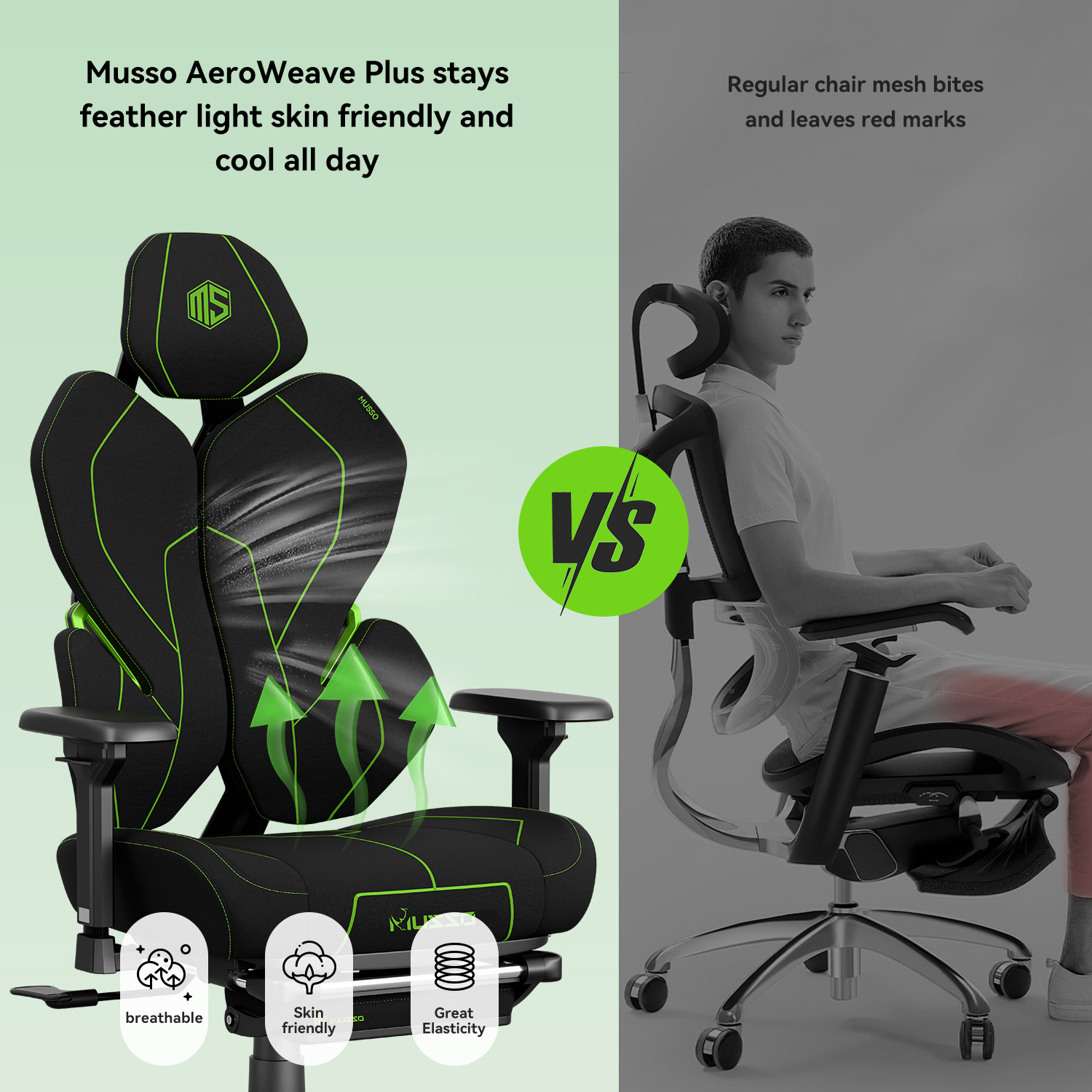 Musso Aerofly K160 All-in-One Gaming Chair with Footrest, 160° Recline ...