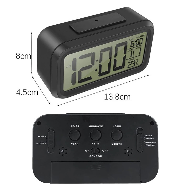 Multi LED Smart Mini Clock Digital With SENSOR Night Light Lamp Alarm ...