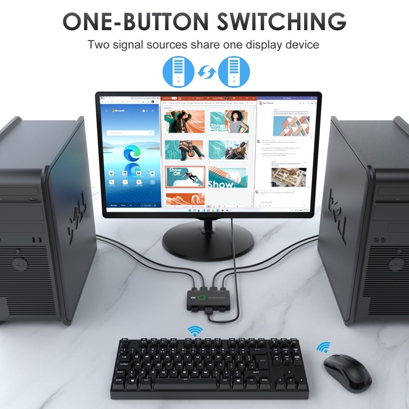 KVM Switch HDMI 2 Port, 4K@60Hz UHD 2-PC Sharing for Keyboard Mouse ...