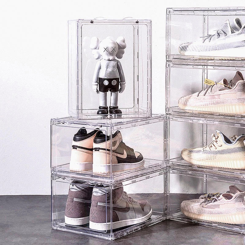 Acrylic Shoe Box Stackable Magnetic Shoe Rack Transparent Storage ...