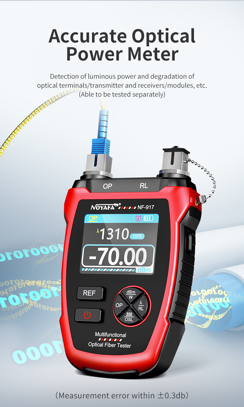NOYAFA NF-917 Optical Power Meter Fiber Optic Tester VFL REF FC SC ...