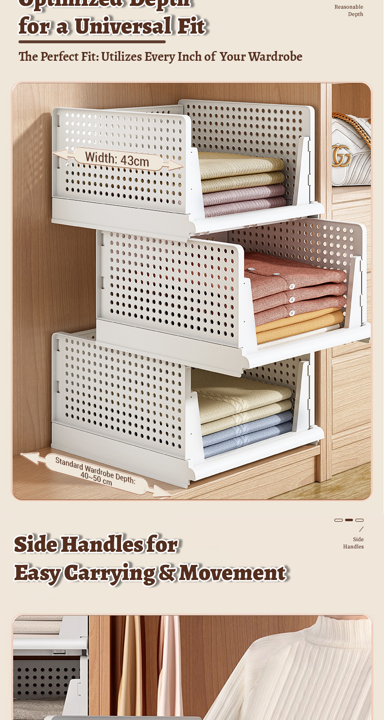Geleby Detachable Wardrobe Organizer Stackable Drawer Storage Basket ...