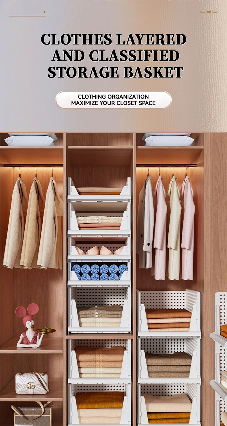 Geleby Detachable Wardrobe Organizer Stackable Drawer Storage Basket ...