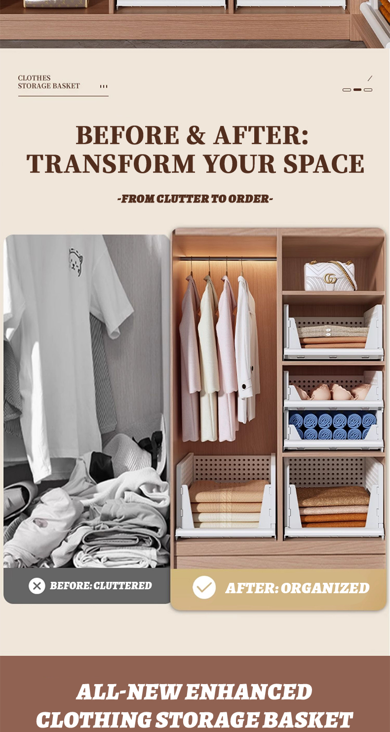 Geleby Detachable Wardrobe Organizer Stackable Drawer Storage Basket ...