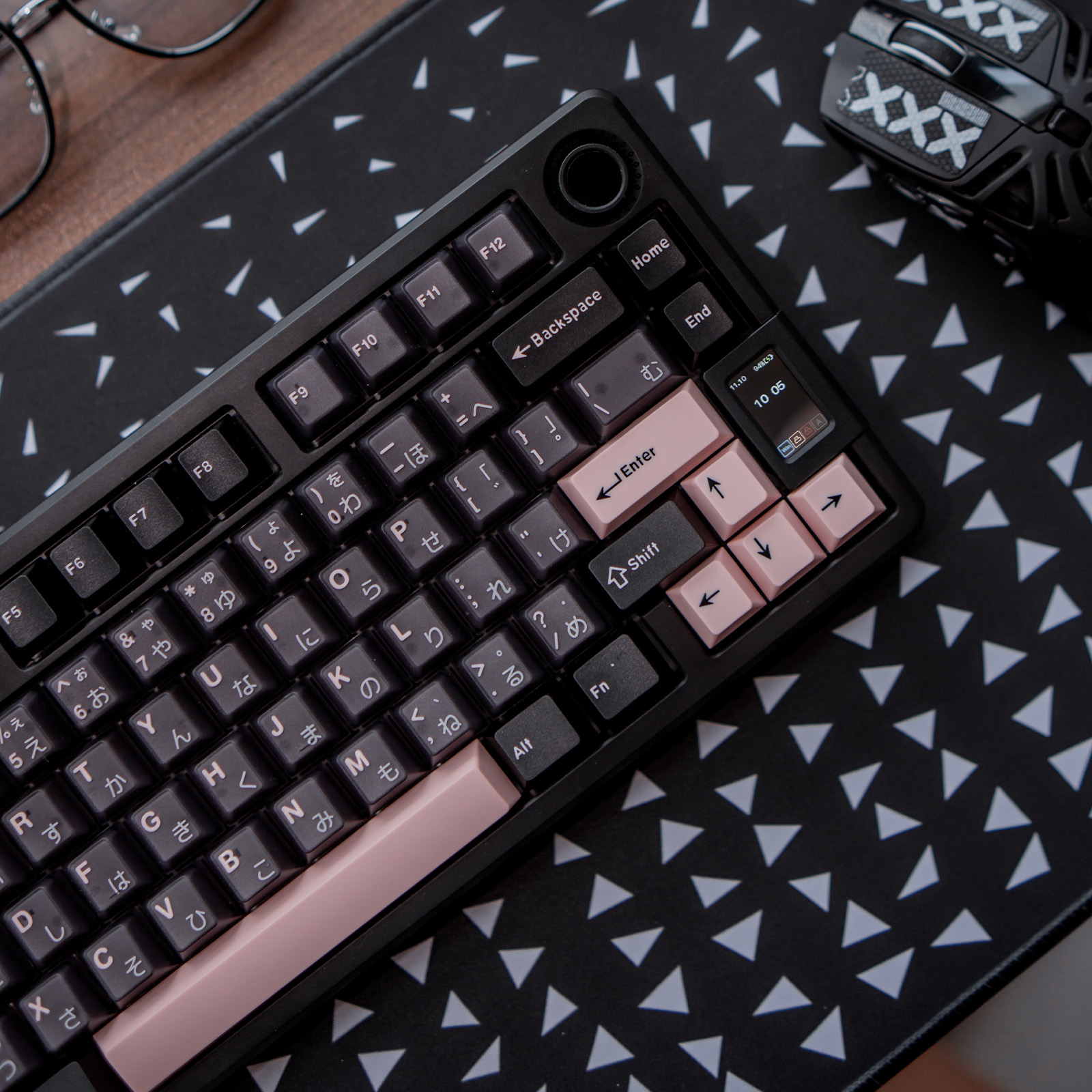 Dark Olivia Keycaps Japanese Root PBT+PC Black Pink Translucent Double ...