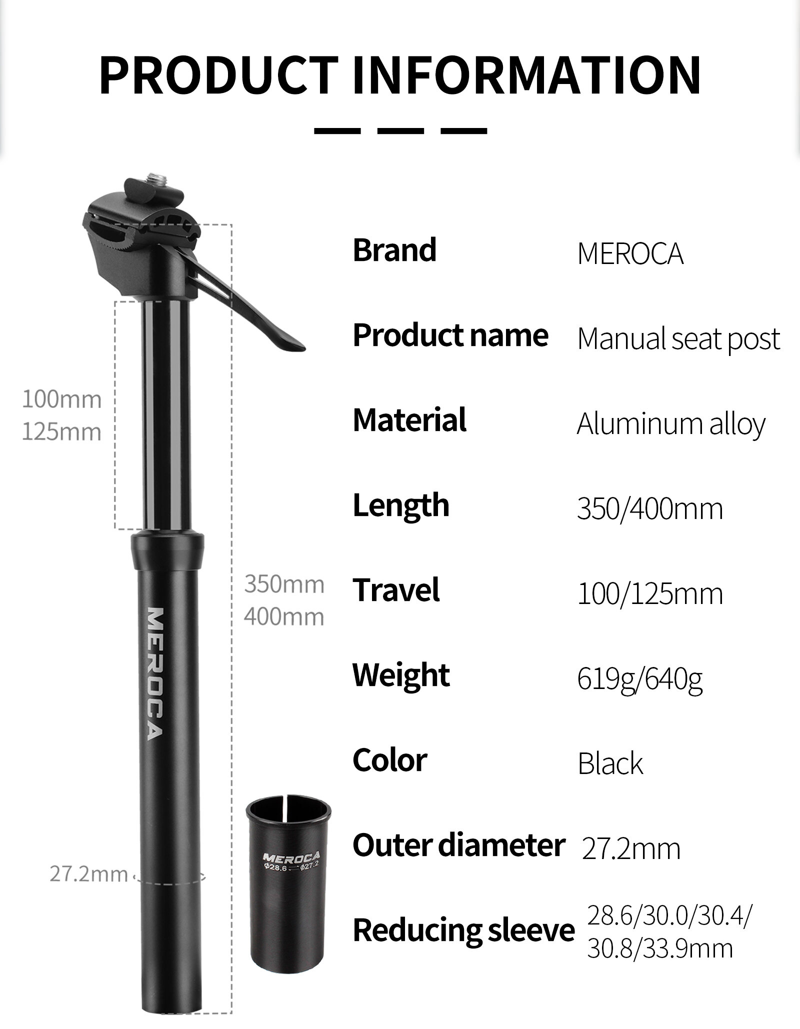 MEROCA SP-01 Remote Control Dropper Seatpost Hydraulic 27.2mm for ...