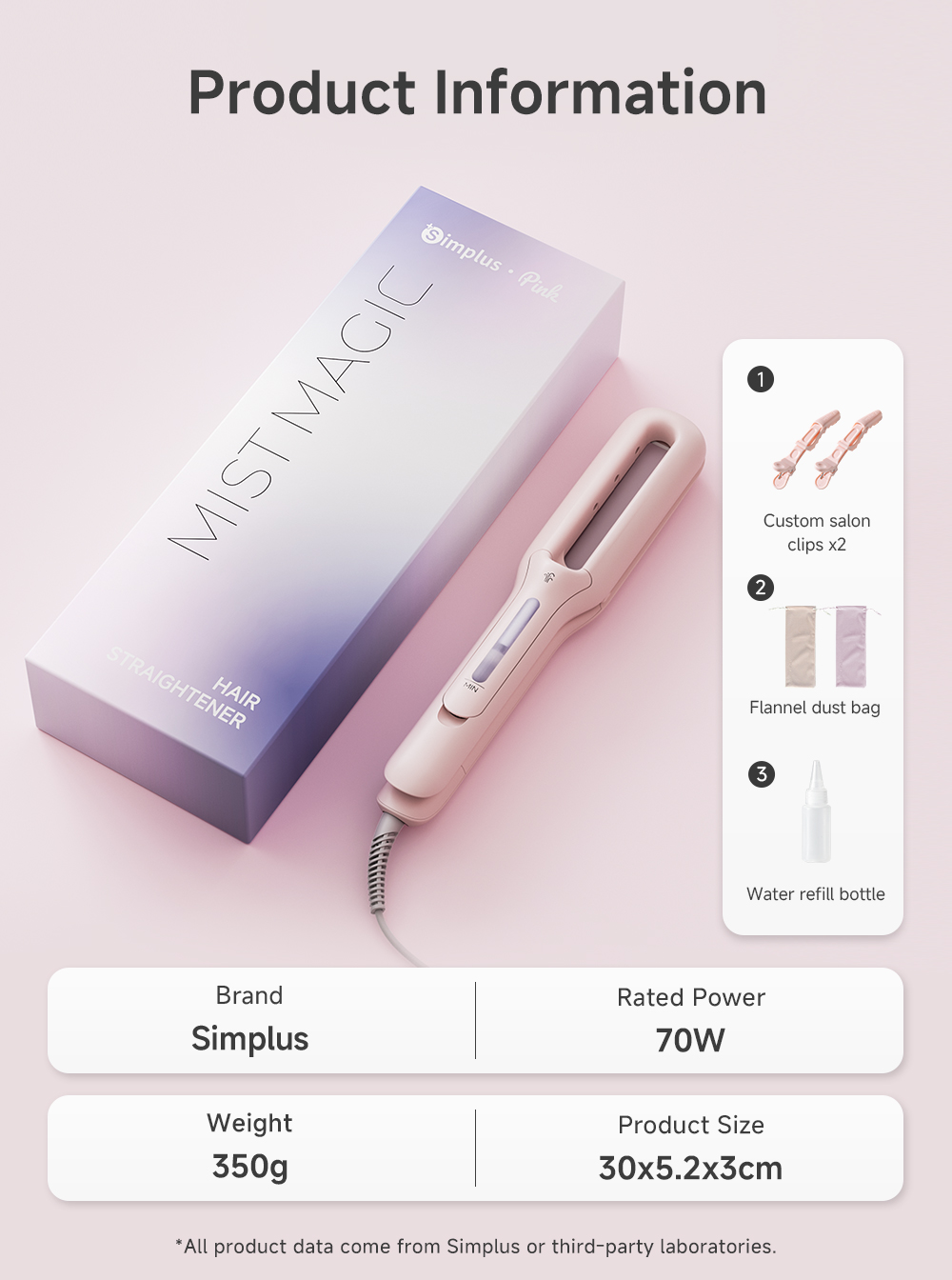 Simplus Hair Straightener Iron With Cold Mist 80 Million Negative Ions ...