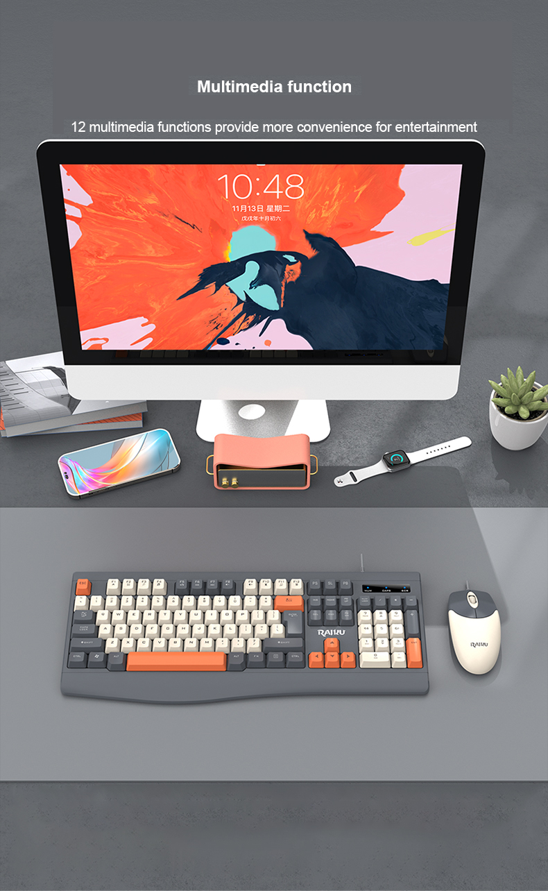 RAIKU R903 Keyboard and Mouse Set Full Size Office Keyboard with 3 ...